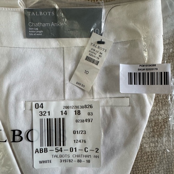 NWT Talbots Chatham Ankle Pants Soft White Slim Leg Pull-On High Waist Style 10 - Picture 5 of 7